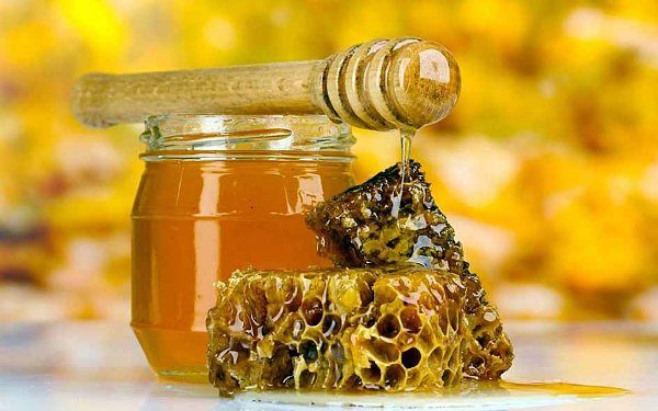  Планински мед в пчелни пити и стъклен буркан